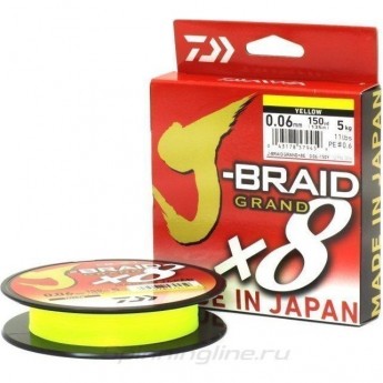 Шнур DAIWA J-BRAID GRAND X8 135M 0,13MM YELLOW Шнур DAIWA J-BRAID GRAND X8 135M 0,13MM YELLOW