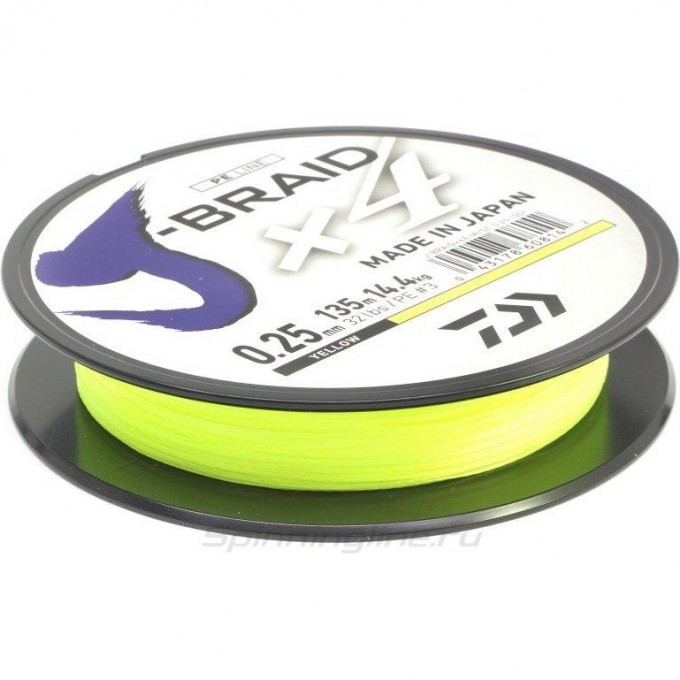 Шнур DAIWA J-Braid X4E-W/SC 0,17мм 135м желтый 12740-017